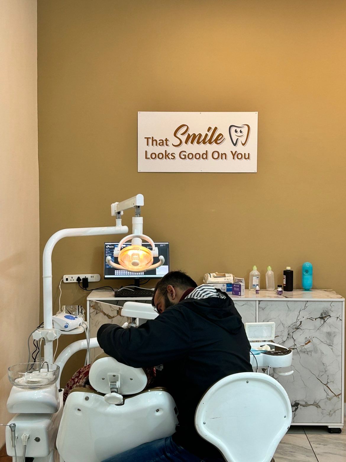 Root canal treatment in progress